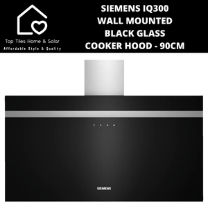 Siemens iQ300 Wall Mounted Black Glass Cooker Hood - 90cm