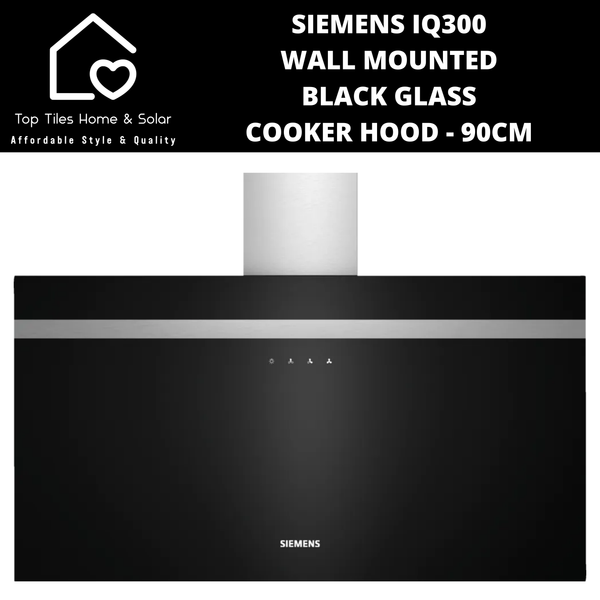 Siemens iQ300 Wall Mounted Black Glass Cooker Hood - 90cm