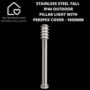 Stainless Steel Tall IP44 Outdoor Pillar Light with Perspex Cover - 1050mm