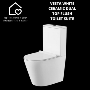 Vesta White Ceramic Dual Top Flush Toilet Suite
