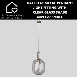 Hallstat Metal Pendant Light Fitting with Clear Glass Shade - 40W E27 Small
