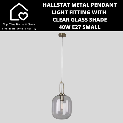 Hallstat Metal Pendant Light Fitting with Clear Glass Shade - 40W E27 Small