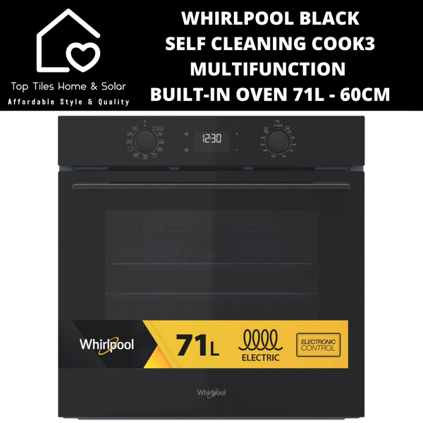 Whirlpool Black Self Cleaning Cook3 Multifunction Built-In Oven 71L - 60cm