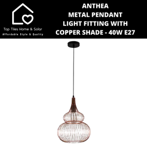 Anthea Metal Pendant Light Fitting with Copper Shade - 40W E27