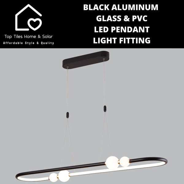 Black Aluminum Glass & PVC LED Pendant Light Fitting