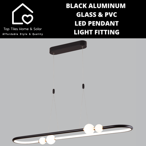 Black Aluminum Glass & PVC LED Pendant Light Fitting