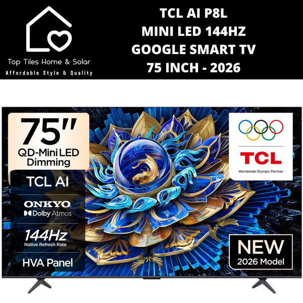 TCL AI P8L Mini LED 144Hz Google Smart TV - 75 Inch