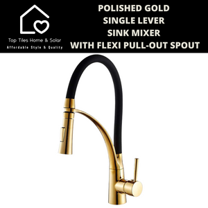 Polished Gold Single Lever Sink Mixer With Flexi Pull-Out Spout