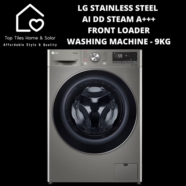 LG Stainless Steel AI DD Steam A+++ Front Loader Washing Machine - 9kg