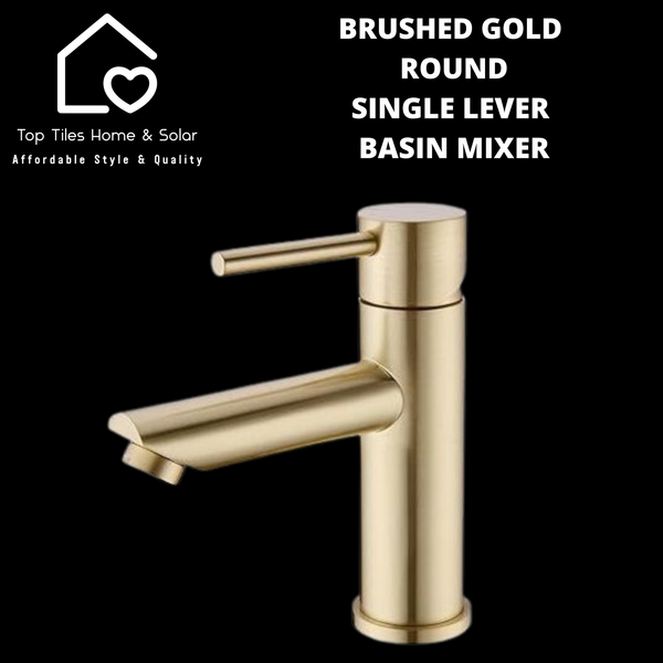 Brushed Gold Round Single Lever Basin Mixer