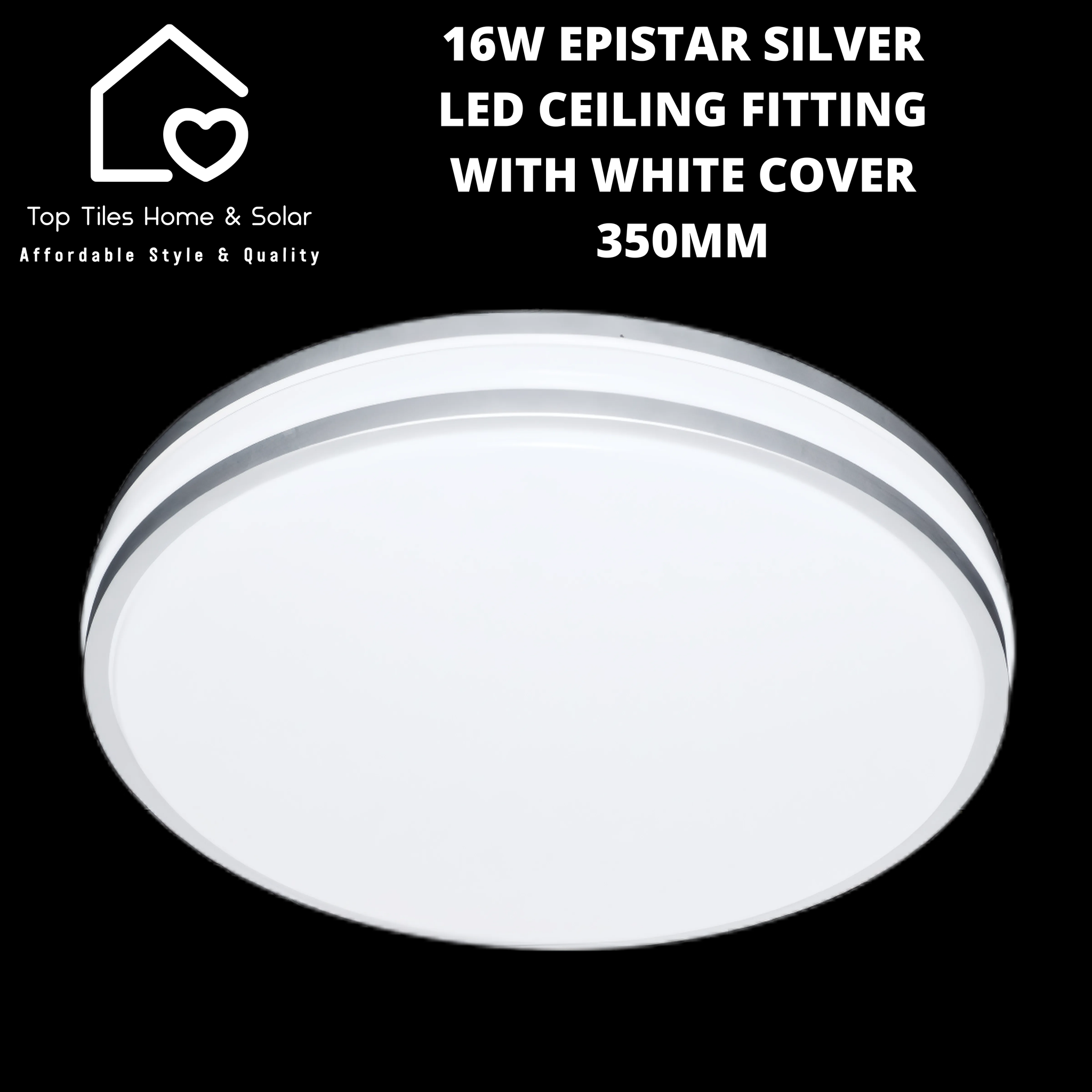 16W Epistar Silver LED Ceiling Fitting with White Cover - 350mm