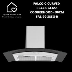 Falco C-Curved Black Glass Cookerhood - 90cm FAL-90-38SG-B