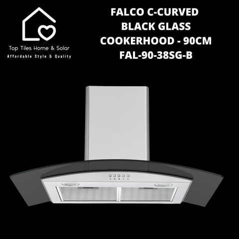Falco C-Curved Black Glass Cookerhood - 90cm FAL-90-38SG-B