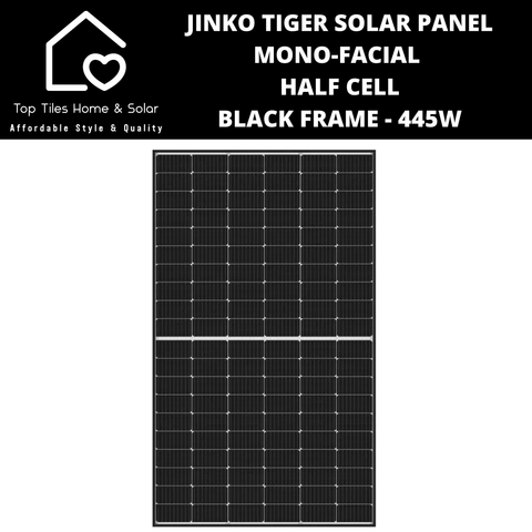 Jinko Tiger Solar Panel Mono-Facial Half Cell Black Frame - 445W