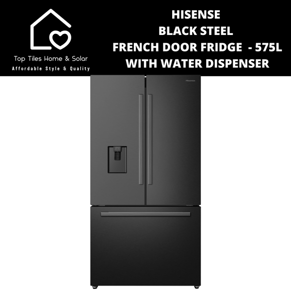 Hisense Black Steel French Door Fridge  - 575L With Water Dispenser