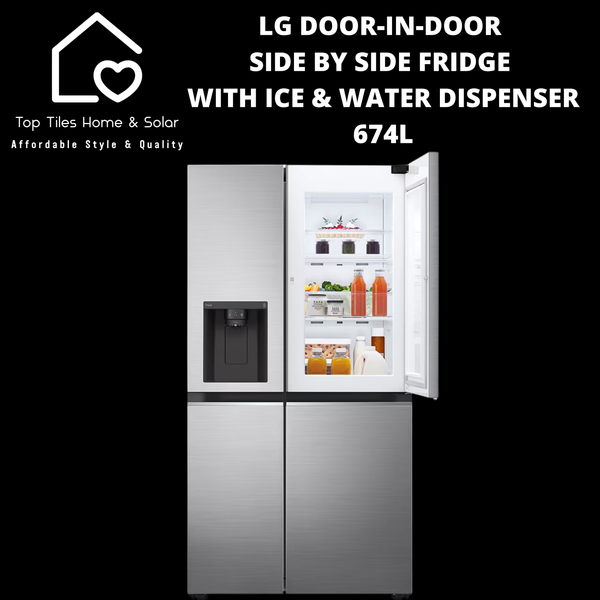 LG Door-in-Door Side by Side Fridge with Ice & Water Dispenser - 674L