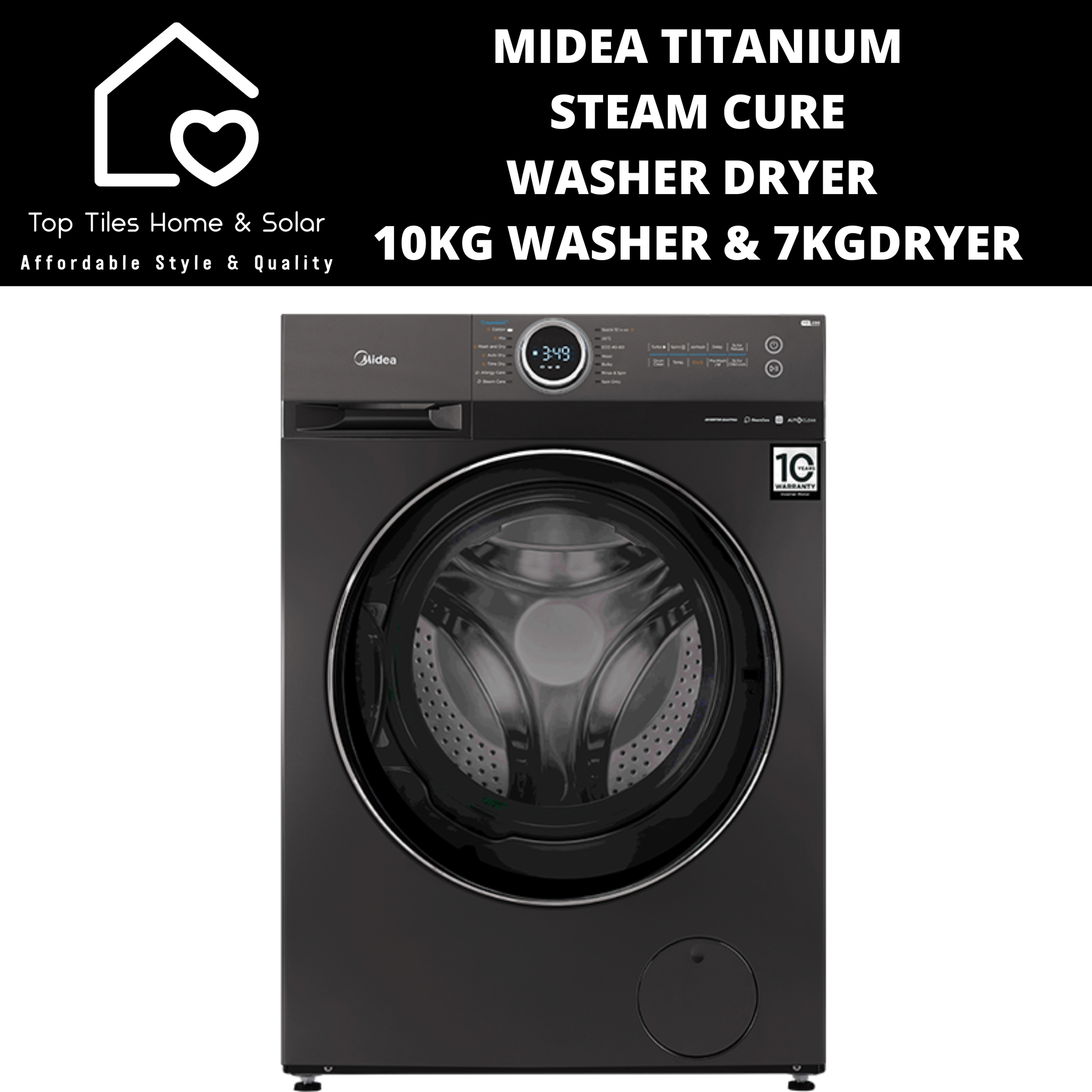 Midea Titanium Steam Cure Washer Dryer - 10/7kg Washer Dryer