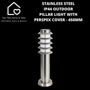 Stainless Steel IP44 Outdoor Pillar Light with Perspex Cover - 450mm