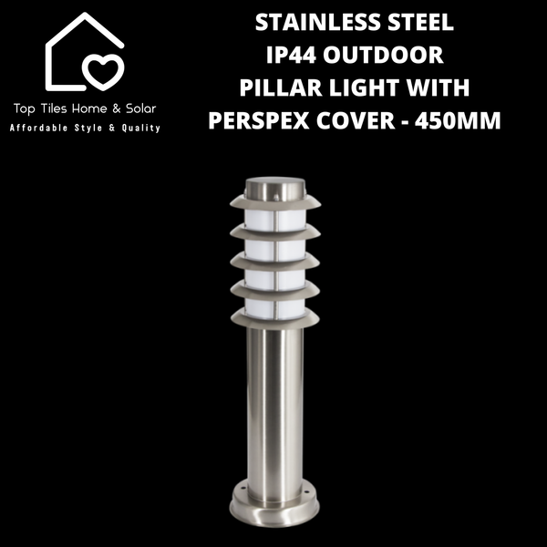 Stainless Steel IP44 Outdoor Pillar Light with Perspex Cover - 450mm