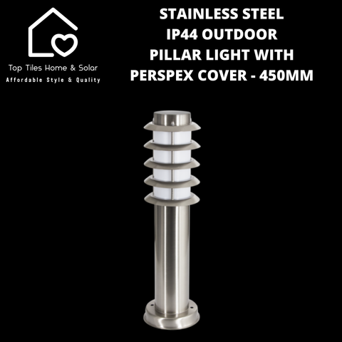Stainless Steel IP44 Outdoor Pillar Light with Perspex Cover - 450mm