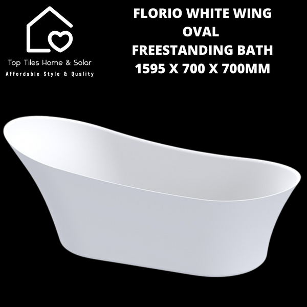 Florio White Wing Oval Freestanding Bath - 1595 x 700 x 700mm