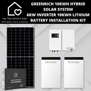 Greenrich 10kWh Hybrid Solar System - 6kw Inverter + 10kwh Lithium Battery + Installation Kit
