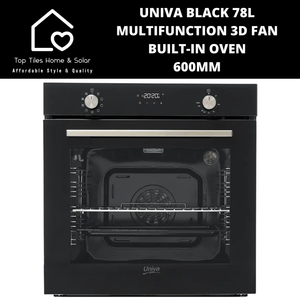 Univa Black 78L Multifunction 3D Fan Built-in oven - 60cm
