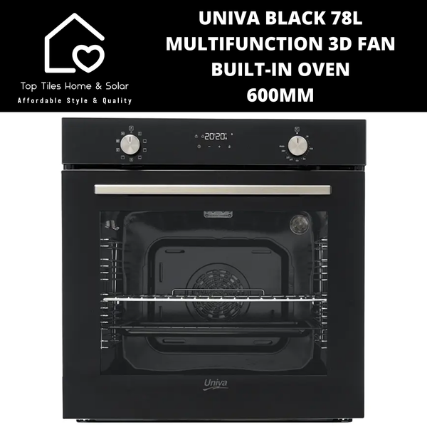 Univa Black 78L Multifunction 3D Fan Built-in oven - 60cm