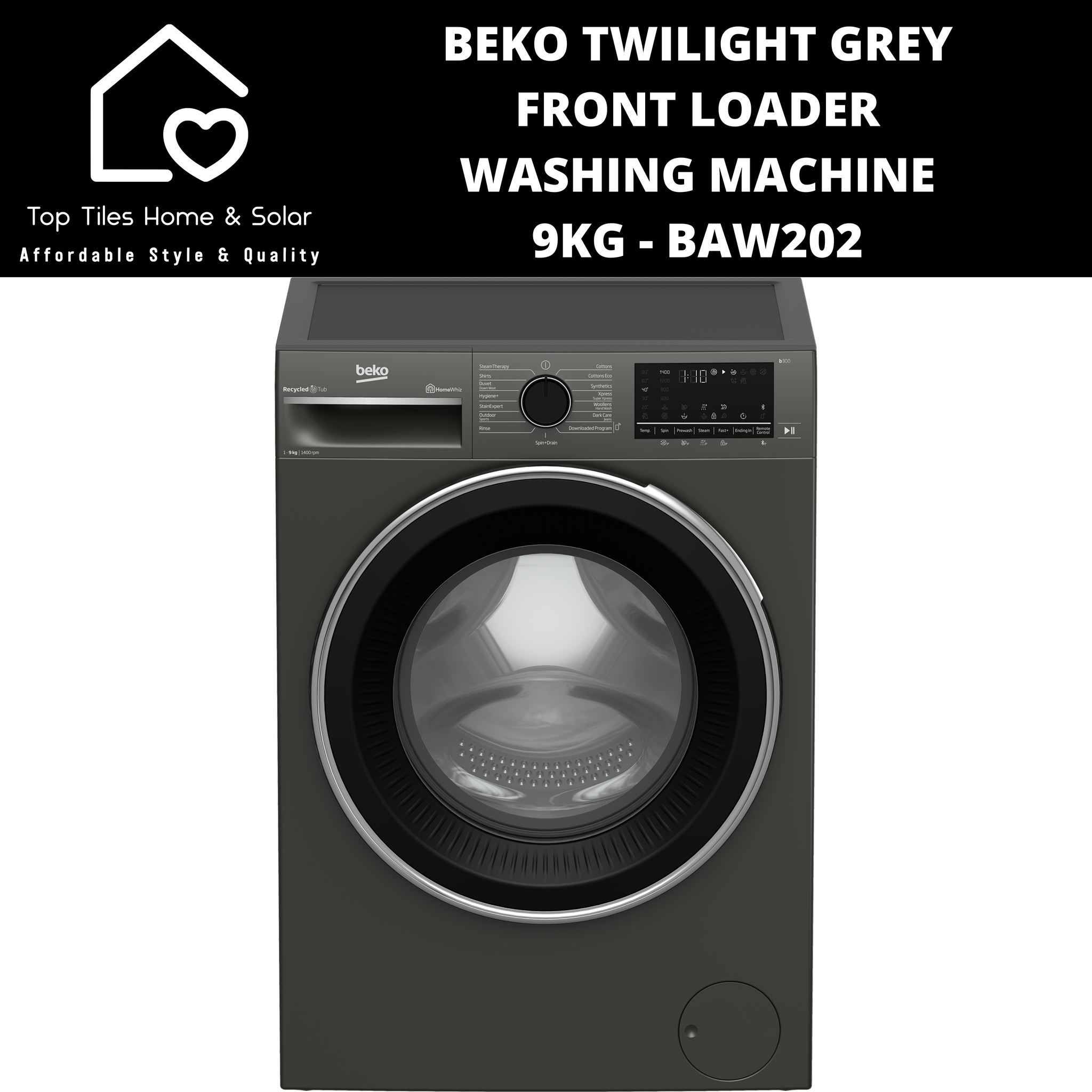 Beko Twilight Grey Front Loader Washing Machine - 9kg BAW202