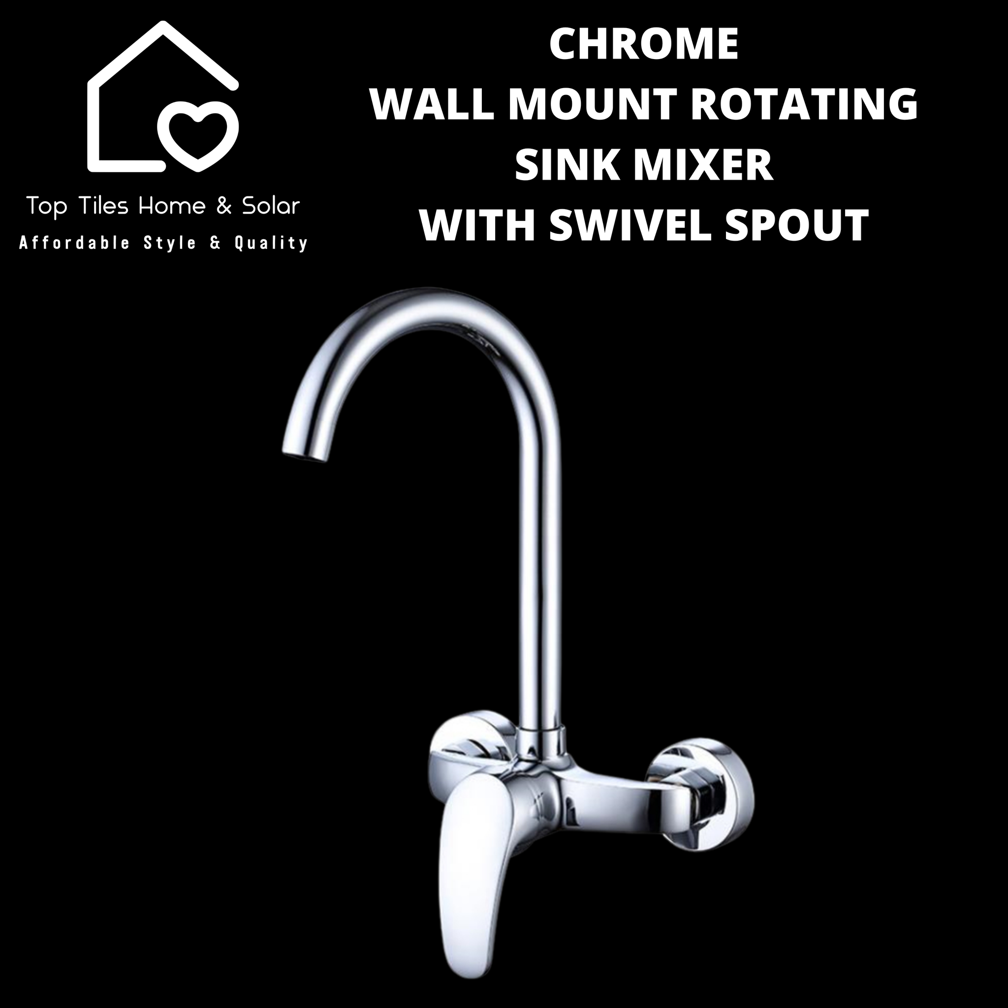 Chrome Wall Mount Rotating Sink Mixer with Swivel Spout