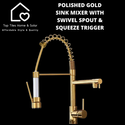 Gold Sink Mixer with Swivel Spout & Squeeze Trigger