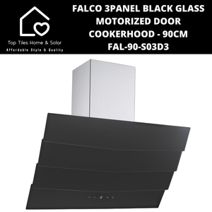 Falco 3Panel Black Glass Motorized Door Cookerhood - 90cm FAL-90-S03D3