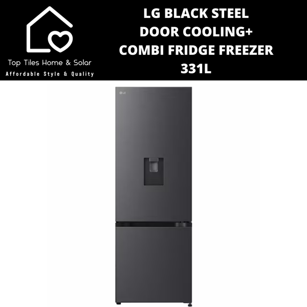 LG Black Steel Door Cooling+ Combi Fridge Freezer - 331L