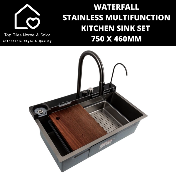 Waterfall Stainless Multifunction Kitchen Sink Set - 750 x 460mm