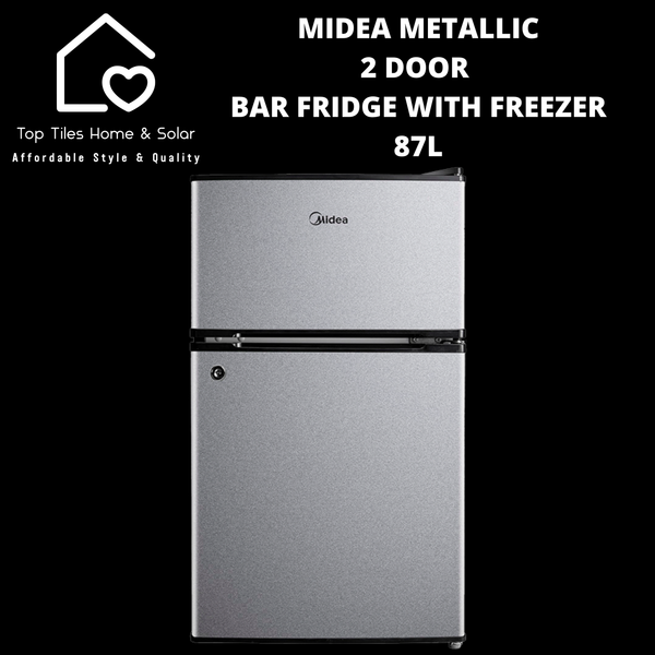 Midea Metallic 2 Door Bar Fridge with Freezer A+ - 87L