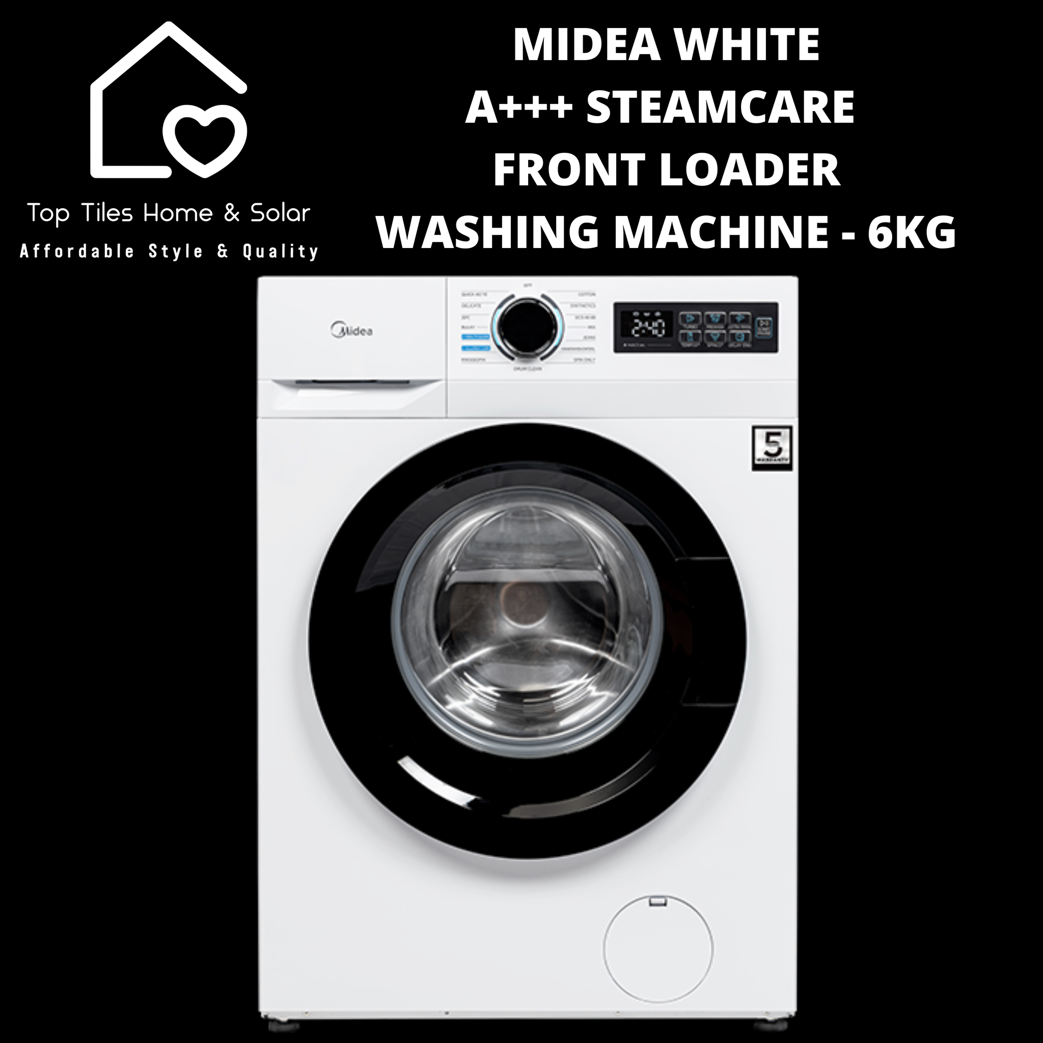 Midea White A+++ SteamCare Front Loader Washing Machine - 6kg