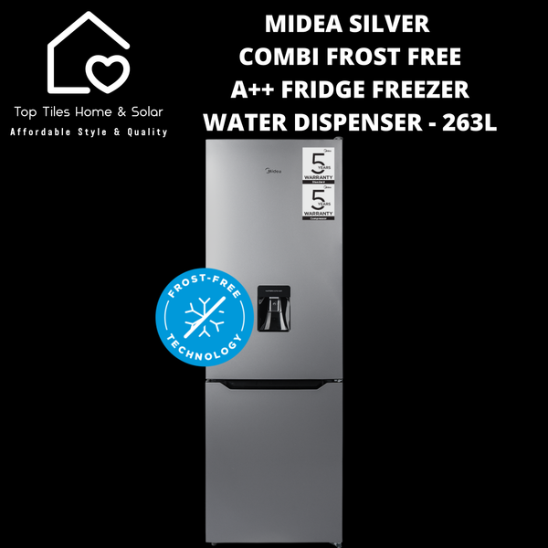 Midea Silver Combi Fridge Freezer with Water Dispenser - 263L