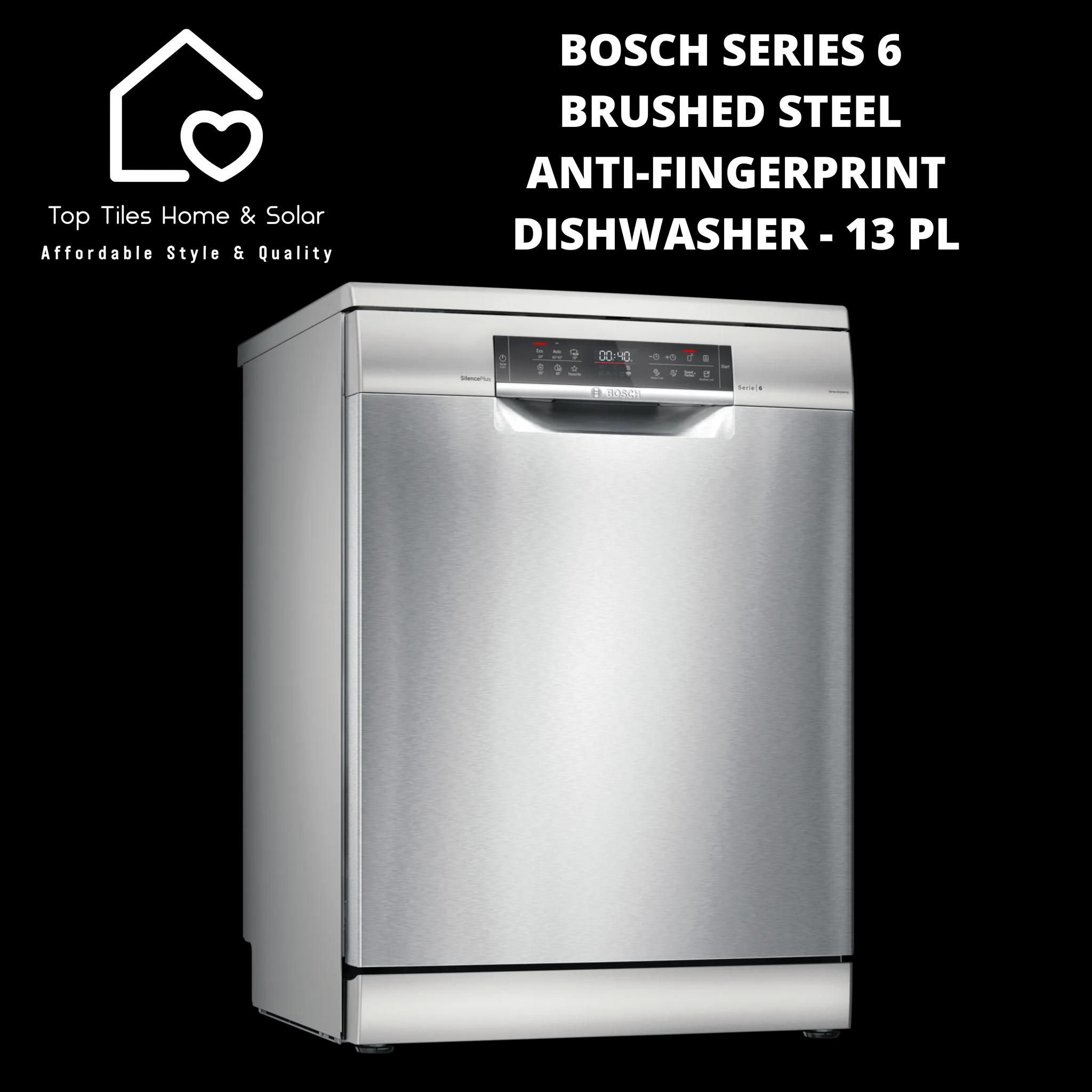 Bosch Series 6 - Brushed Steel Anti-Fingerprint Dishwasher - 13 Place Setting
