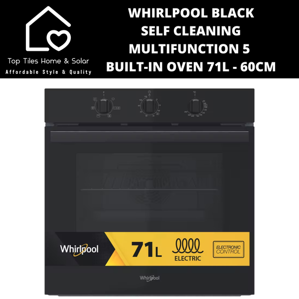 Whirlpool Black Self Cleaning Multifunction5 Built-In Oven 71L - 60cm