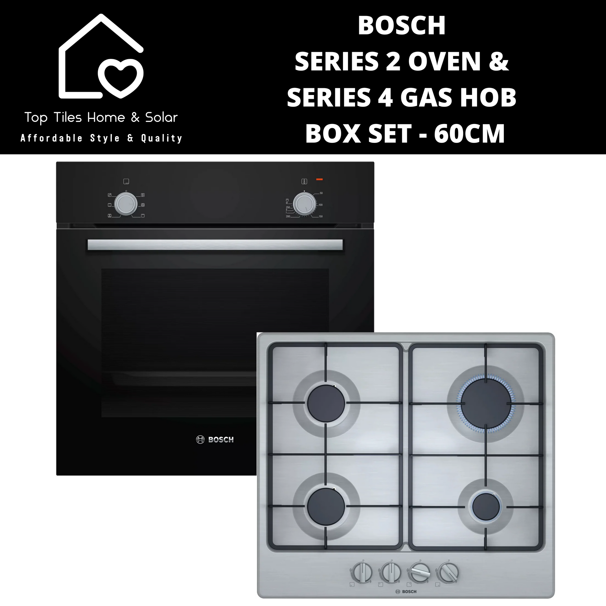 Bosch Series 2 Oven & Series 4 Gas Hob Box Set - 60cm