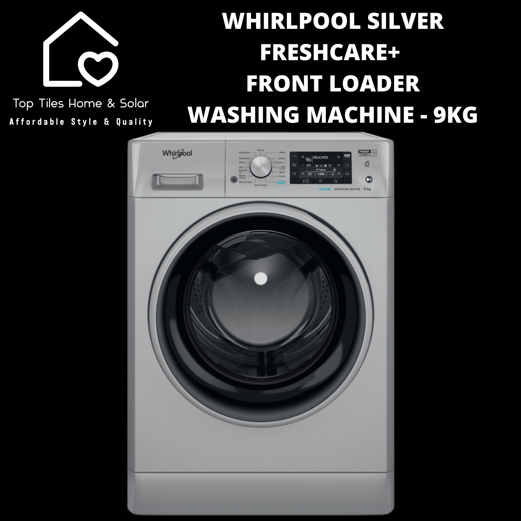 Whirlpool Silver FreshCare+ Front Loader Washing Machine - 9kg