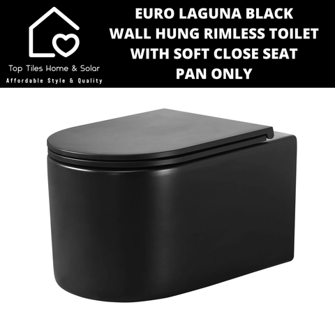 Euro Laguna Black Wall Hung Rimless Toilet with Soft Close Seat  - Pan Only