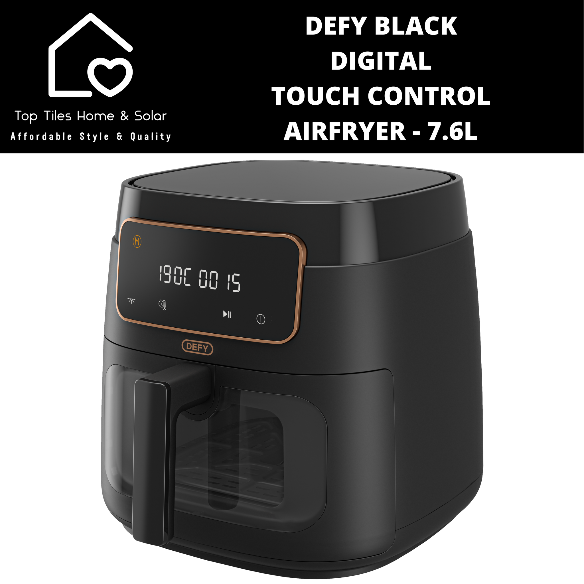 Defy Black Digital Touch Control Airfryer - 7.6L DAF 3376 DB