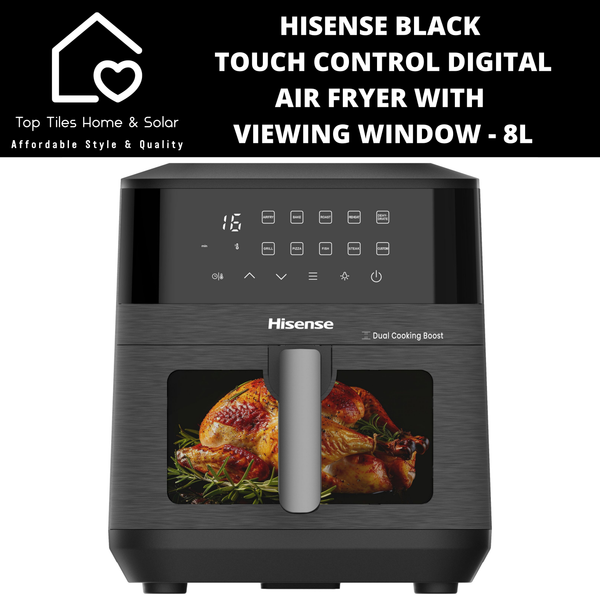Hisense Black Touch Control Digital Air Fryer with Viewing Window - 8L
