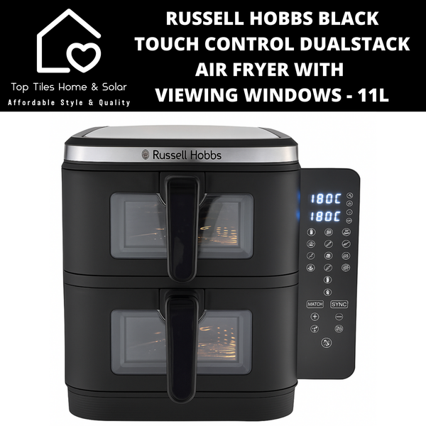 Russell Hobbs Black Touch Control DualStack Air Fryer with Viewing Windows - 11L