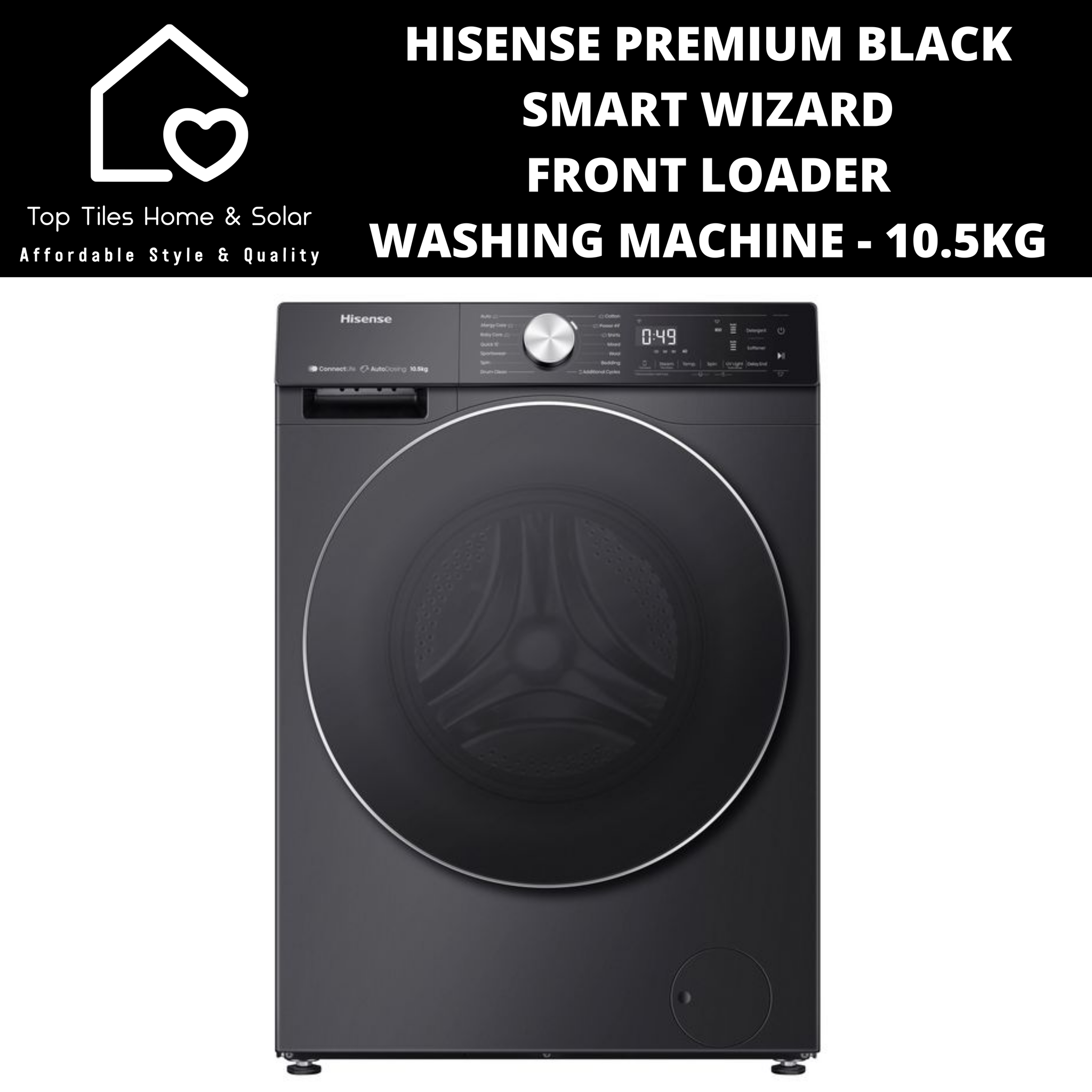 Hisense Premium Black Smart Front Loader Washing Machine - 10.5kg