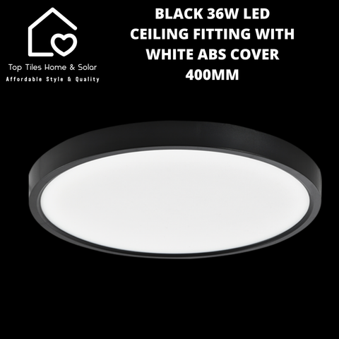 Black 36W LED Ceiling Fitting with White ABS Cover - 400mm