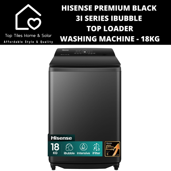 Hisense Premium Black 3i Series iBubble Top Loader Washing Machine - 18kg
