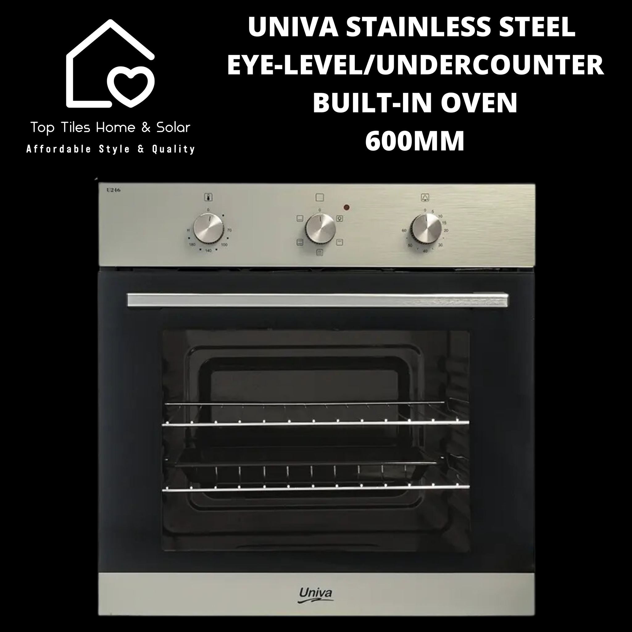 Univa Stainless Steel Eye-level/Undercounter Built-in oven - 600mm