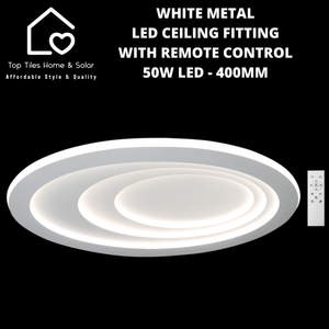 White Metal LED Ceiling Fitting with Remote Control - 50W LED - 400mm